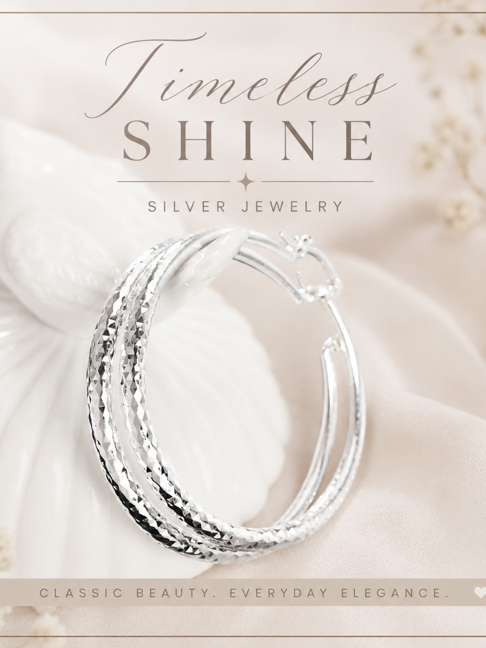 Sterling Silver Hoop Earrings Multi Texture